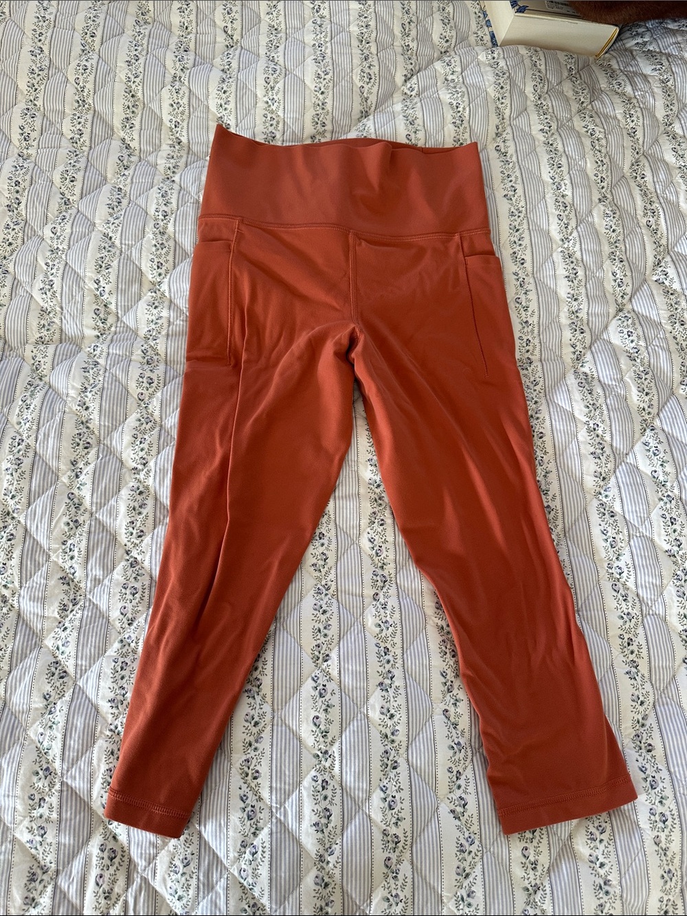 Athleta High-Rise Rust-Red Leggings with Side Pockets